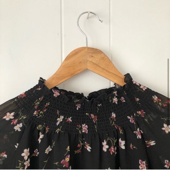 Madewell Floral High Neck Ruffle Balloon Sleeve Blouse Top - Picture 5 of 12